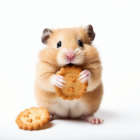 Hamster with cookies isolated on white background. Cute hamster with cookiesの素材