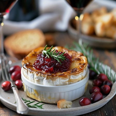 Cottage cheese casserole with cranberries and rosemary, selective focusの素材