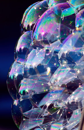 Soap bubbles on a dark background. Close up. Macro