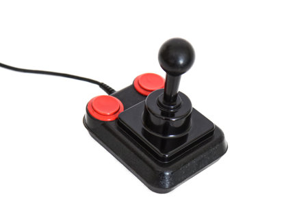 BERLIN - AUGUST 27, 2019: Classic Retro Joystick Competition Pro from the Eighties on white. It was...