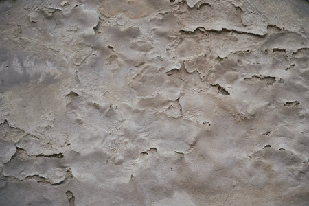 Old Plaster Wall Texture with peeling plaster or paint on an ancient building on a cemetery in Berlin. Damaged by weatherの写真素材