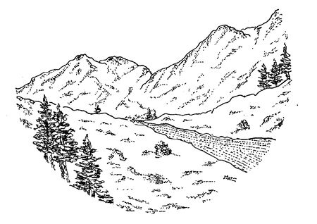 Sketch 03 - Mountain Viewの写真素材