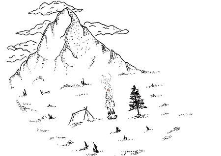 Sketch 19 - Mountain Viewの写真素材