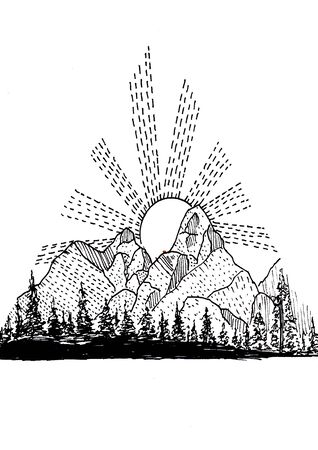 Sketch 25 - Mountain Viewの写真素材