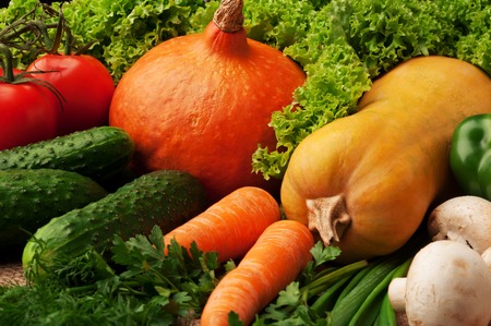 Close up of various colorful raw vegetables.の写真素材