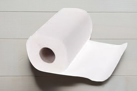 A roll of white toilet paper