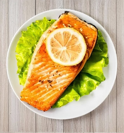 Grilled Salmon Fish Steakの写真素材