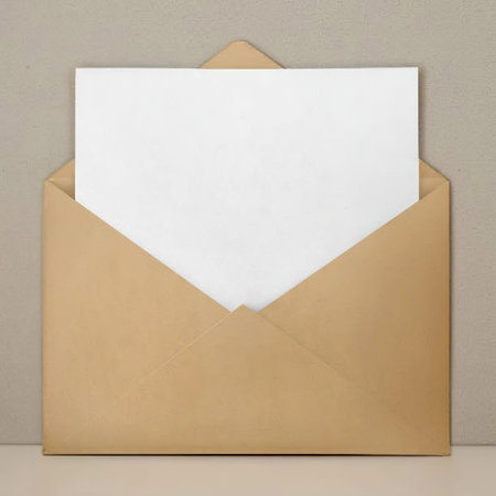 white Envelope with Blank Sheet of Paper Insideの写真素材