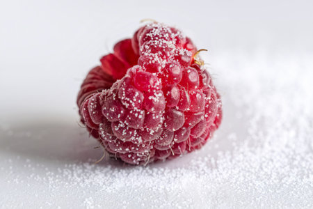 A photo of a raspberry isolated on a white background