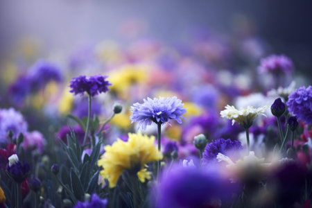 A serene photo of a vibrant and colorful array of flowers
