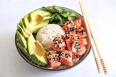 a bowl containing a vibrant and appetizing dishの写真素材