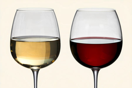A photo of two wine glasses side by side