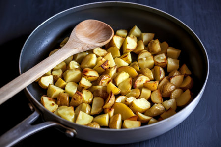 perfectly roasted golden-brown potatoesの写真素材