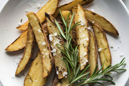 homemade potato fries coated in salt