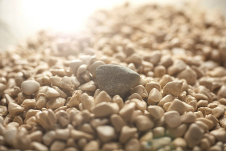 a close-up macro view of light beige crushed stoneの写真素材
