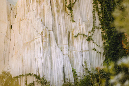 A photo of a white basalt wall with a textured surface