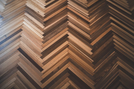 a detailed herringbone pattern wooden floorの写真素材