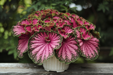 A photo of a bright pink and green Coleus plant