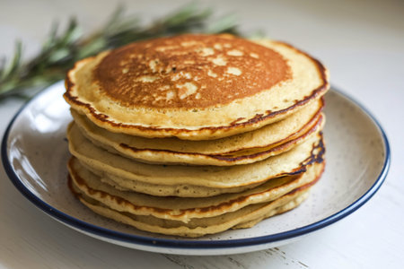 a plate with golden-brown pancakes.