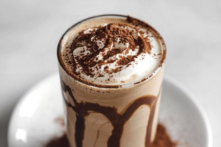 A high-quality photo of a cream of coffee mocha milkshake