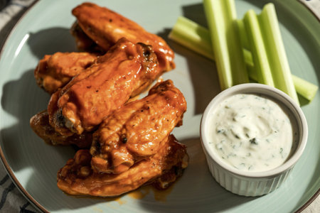 glazed buffalo chicken wingsの写真素材