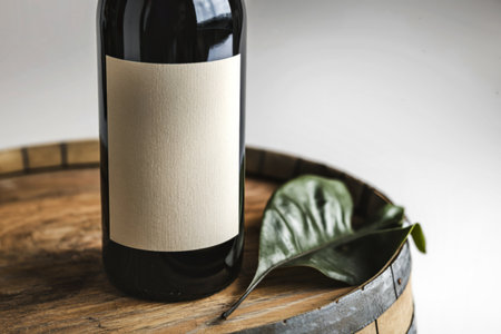 A photo of a wine bottle with a blank label.の写真素材