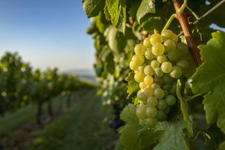 A photograph of a single, perfectly ripe green grape