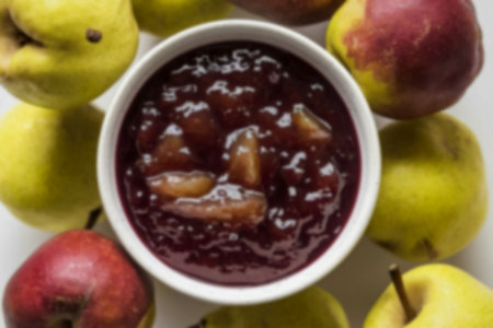 a bowl of pear jamの写真素材