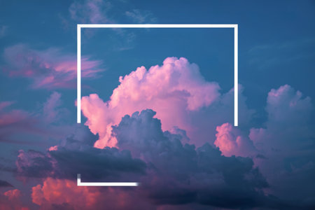 a dramatic sky with a mix of turquoise and pink huesの写真素材