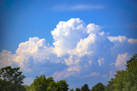 blue sky dotted with fluffy white clouds