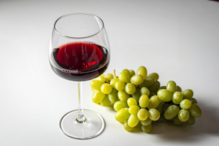 a single red wine glass