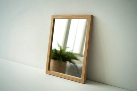 A photograph of a minimalist rectangular mirror