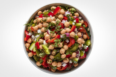 a bowl filled with a vibrant saladの写真素材