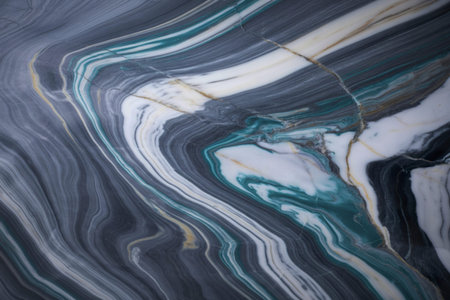 A photograph of a swirling, abstract composition of various marble colorsの写真素材
