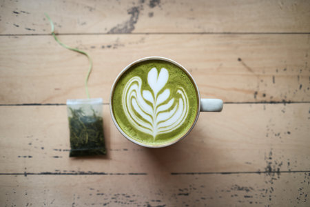 a tea matcha latteの写真素材