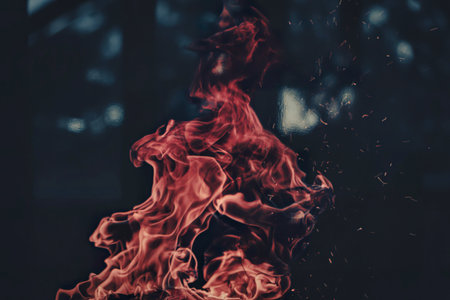 burning red and orange fire flamesの写真素材