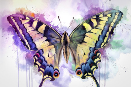 A photo of a vibrant watercolor painting.の写真素材