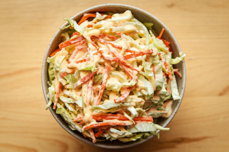 a bowl of coleslaw saladの写真素材