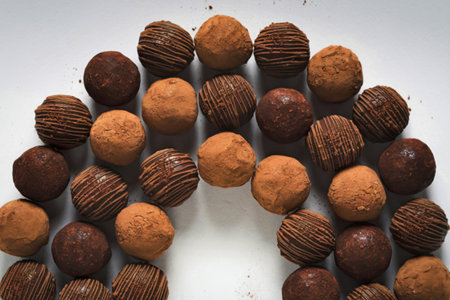 A photo of chocolate trufflesの写真素材