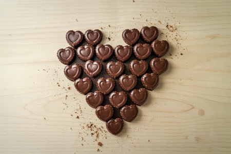 chocolate biscuits in the shape of a heartの写真素材