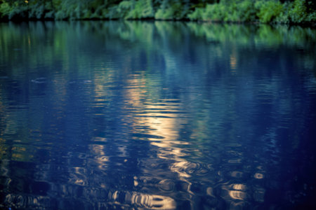 a close-up shot of the surface of blue waterの写真素材