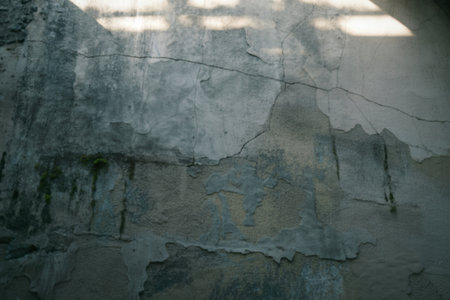 A photograph of a weathered concrete wallの写真素材