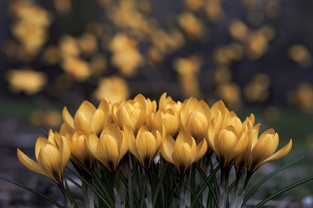 A photo of a yellow crocus flowerの写真素材
