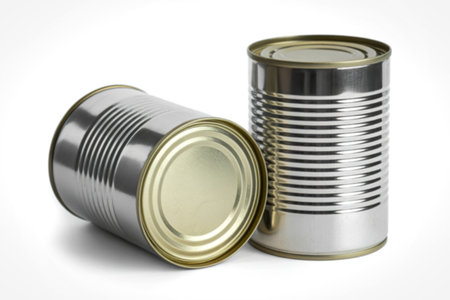 empty aluminum food cans with polished, reflective surfaces