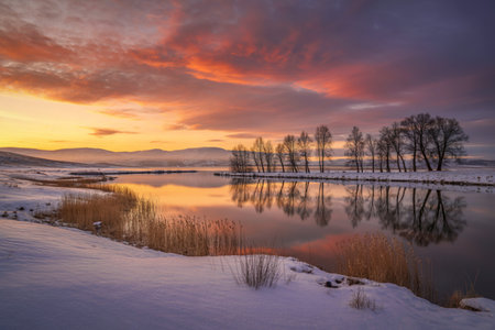 a pristine winter landscapeの写真素材