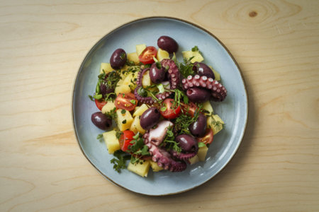A food photography shot of a octopus saladの写真素材