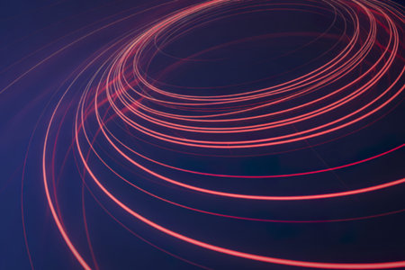 luminous neon red linesの写真素材