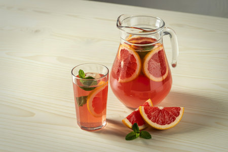 a refreshing grapefruit drinkの写真素材