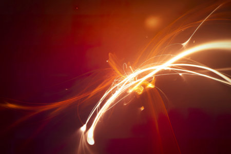 flowing ethereal wisps of luminous lightの写真素材