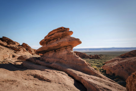 rocky landscape under a clear blue skyの写真素材